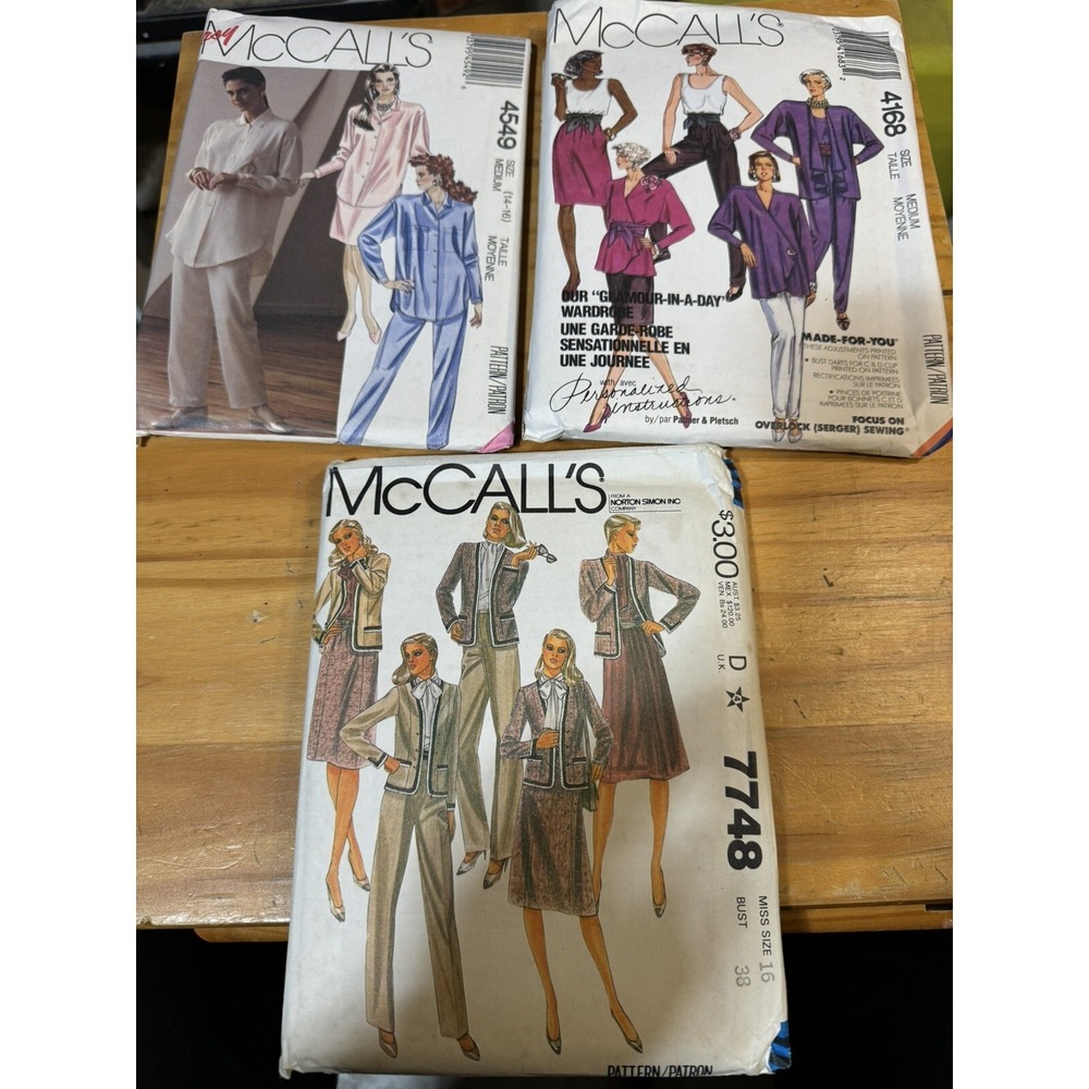 Lot Of RARE Vintage McCall's 70's/80's Sewing Patterns. 4549, 7748, 4168
